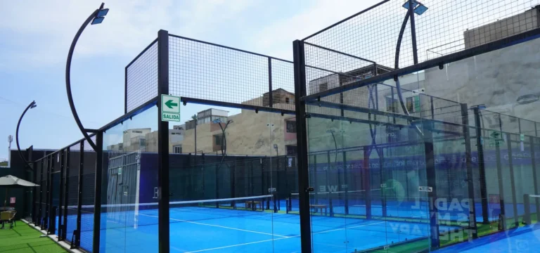 Outdoor padel courts with glass walls